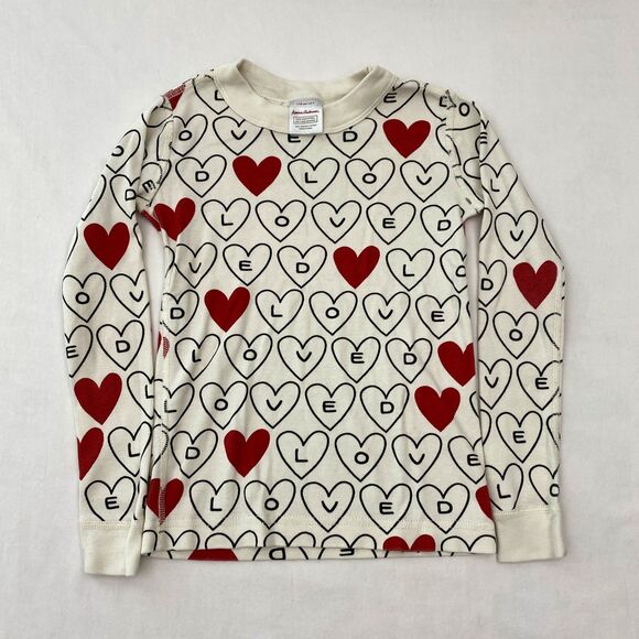Hanna Andersson Pajamas Set Girls 5 Heart Love Organic Cotton Valentines Day PJ - Picture 2 of 8